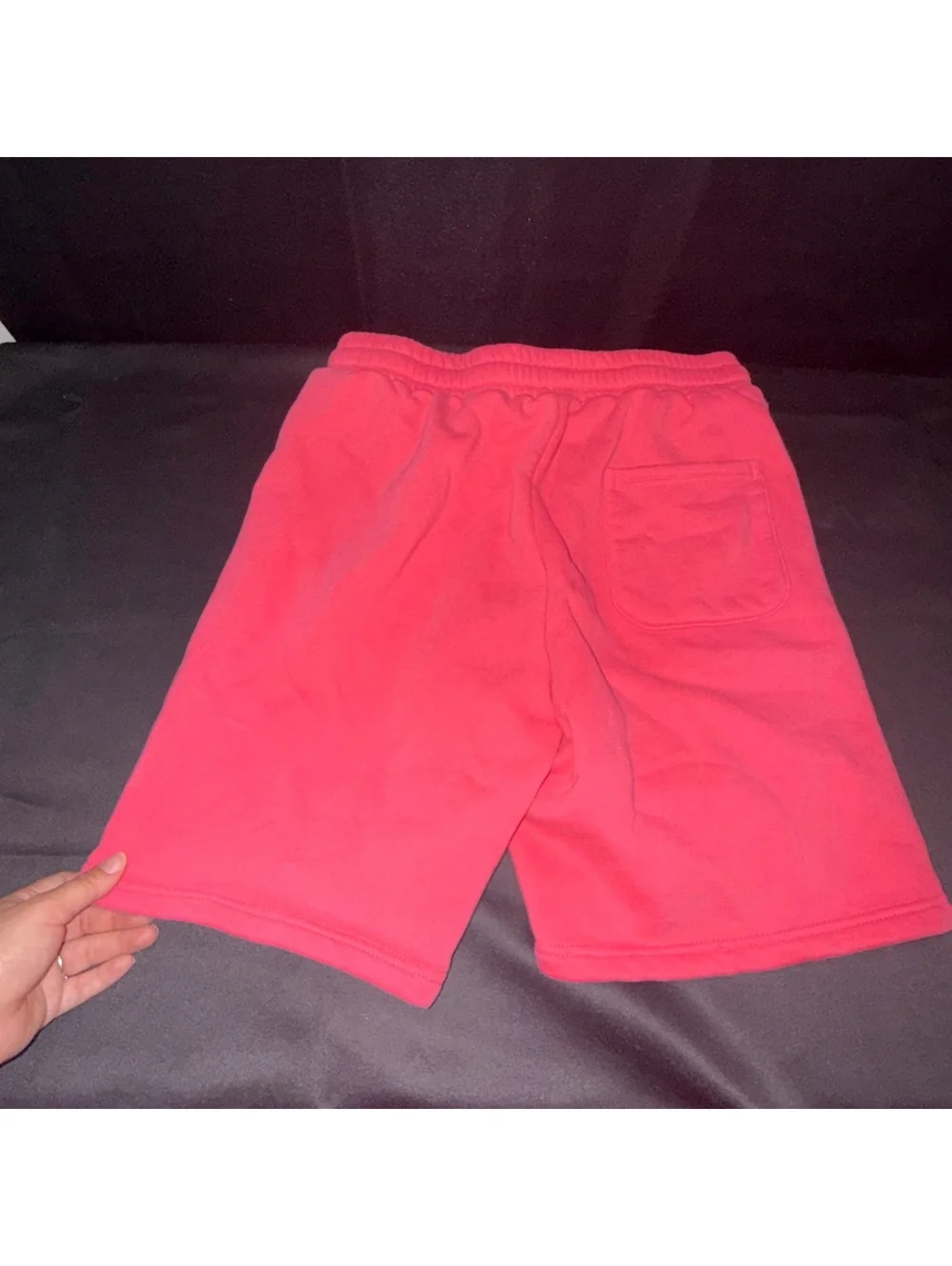 Red Cotton-Polyester Blend Casual Shorts with Drawstring